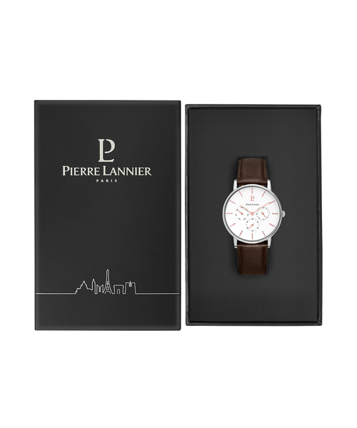 PIERRE LANNIER(ピエール・ラニエ)の「【PIERRELANNIER】マルチファンクション レザーベルトウォッチ P208G・P209F(アナログ腕時計・メンズ・ホワイト/ブラック・フリー)」の7枚目の写真