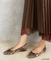 RANDA | ソフトスクエアトゥリボンフラットパンプス(パンプス)