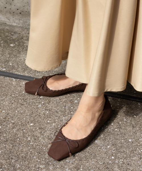 RANDA（ランダ）の「ソフトスクエアトゥリボンフラットパンプス（パンプス・レディース・レオパード/ブラック/ブラウン/ピンク/その他・22.5/23/23.5/24/24.5/25/25.5/22）」の9枚目の写真