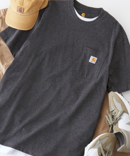 Carhartt（カーハート）の「carhartt/カーハート ロゴ ポケットビッグシルエット半袖Tシャツ Workwear Pocket Short-Sleeve T-Shirts（Tシャツ/カットソー・メンズ・ベージュ/オリーブ/ホワイト/ブルー系その他3/グレー系その他/ブラック/ワイン/ブラウン系その他/ネイビー/ヘザーグレー/ブルー系その他2/ダークブラウン・L/S/XL/M）」の4枚目の写真