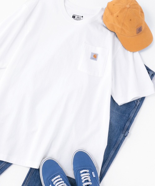 Carhartt（カーハート）の「carhartt/カーハート ロゴ ポケットビッグシルエット半袖Tシャツ Workwear Pocket Short-Sleeve T-Shirts（Tシャツ/カットソー・メンズ・ベージュ/オリーブ/ホワイト/ブルー系その他3/グレー系その他/ブラック/ワイン/ブラウン系その他/ネイビー/ヘザーグレー/ブルー系その他2/ダークブラウン・L/S/XL/M）」の2枚目の写真