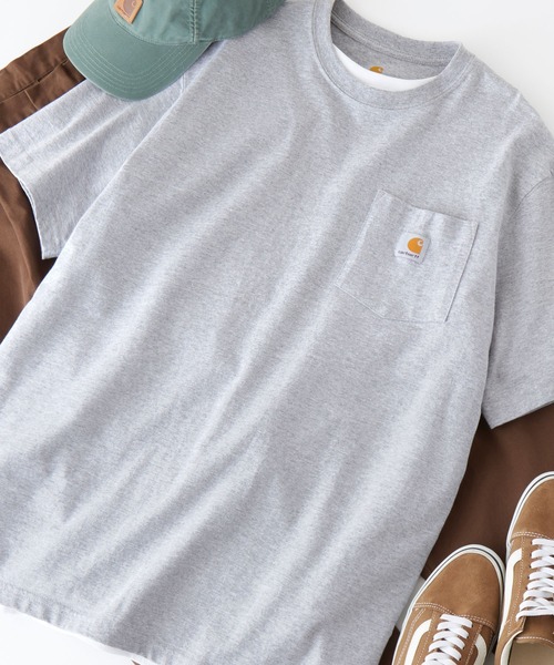 Carhartt（カーハート）の「carhartt/カーハート ロゴ ポケットビッグシルエット半袖Tシャツ Workwear Pocket Short-Sleeve T-Shirts（Tシャツ/カットソー・メンズ・ベージュ/オリーブ/ホワイト/ブルー系その他3/グレー系その他/ブラック/ワイン/ブラウン系その他/ネイビー/ヘザーグレー/ブルー系その他2/ダークブラウン・L/S/XL/M）」の3枚目の写真