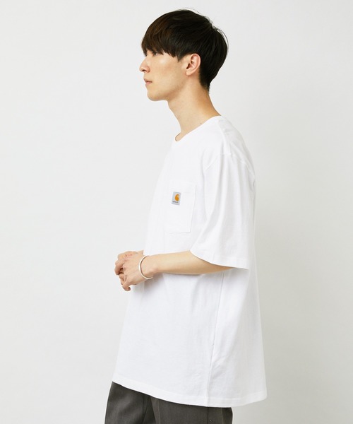 Carhartt（カーハート）の「carhartt/カーハート ロゴ ポケットビッグシルエット半袖Tシャツ Workwear Pocket Short-Sleeve T-Shirts（Tシャツ/カットソー・メンズ・ベージュ/オリーブ/ホワイト/ブルー系その他3/グレー系その他/ブラック/ワイン/ブラウン系その他/ネイビー/ヘザーグレー/ブルー系その他2/ダークブラウン・L/S/XL/M）」の21枚目の写真