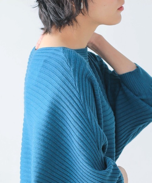 Bou Jeloud（ブージュルード）の「ドルマン横リブプルオーバー（ニット/セーター・レディース・チャコールグレー/ブラック/ベージュ/ブルー・FREE）」の22枚目の写真