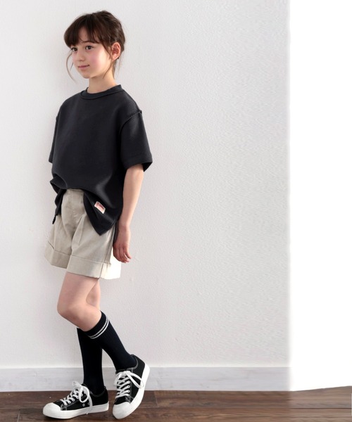 Java(ジャバ)の「《JaVaジャバ コラボ》キッズ ふわり滑らか♪USAコットンパイル地 Tシャツ(Tシャツ/カットソー・キッズ・グレイッシュベージュ/ブラック/ホワイト/グレー・130/140/150/160)」の1枚目の写真