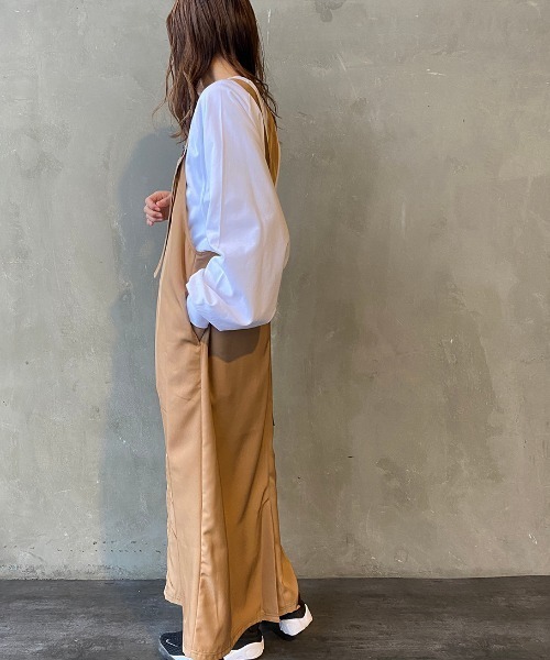 JEANS FACTORY （ジーンズファクトリー）の「[CHIGNONSTAR/シニヨンスター] ステッチワーク ロングジャンパースカート（ジャンパースカート・レディース・ブラック/ベージュ・F）」の13枚目の写真