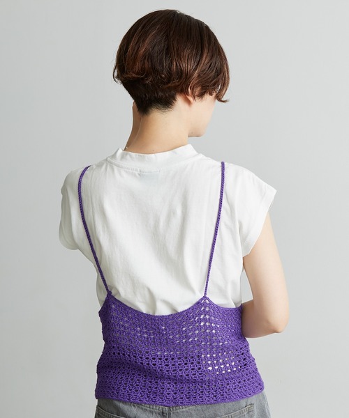 nitca（ニトカ）の「Linen手編みかぎ針ニットキャミ（キャミソール・レディース・ベージュ/パープル/ブラック・FREE）」の7枚目の写真