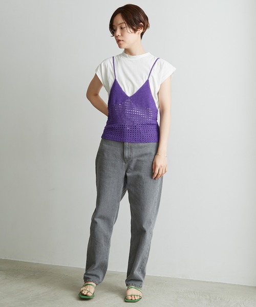 nitca（ニトカ）の「Linen手編みかぎ針ニットキャミ（キャミソール・レディース・ベージュ/パープル/ブラック・FREE）」の9枚目の写真