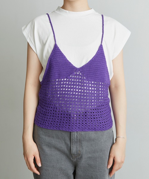 nitca（ニトカ）の「Linen手編みかぎ針ニットキャミ（キャミソール・レディース・ベージュ/パープル/ブラック・FREE）」の12枚目の写真
