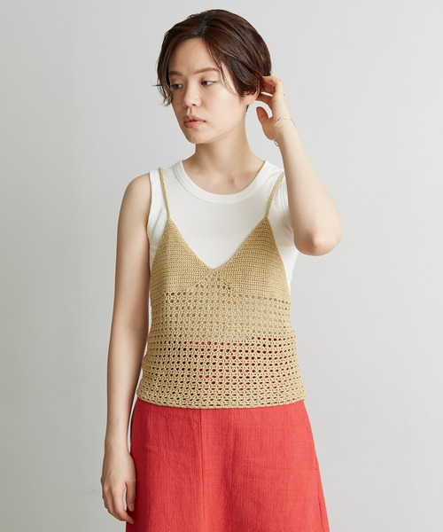 nitca（ニトカ）の「Linen手編みかぎ針ニットキャミ（キャミソール・レディース・ベージュ/パープル/ブラック・FREE）」の16枚目の写真