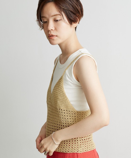 nitca（ニトカ）の「Linen手編みかぎ針ニットキャミ（キャミソール・レディース・ベージュ/パープル/ブラック・FREE）」の17枚目の写真