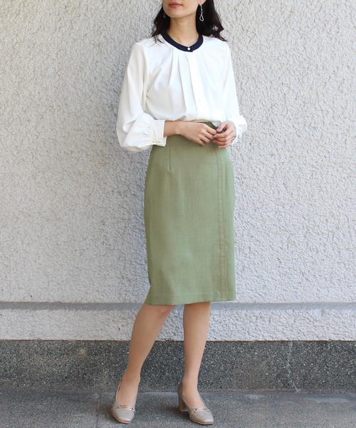 TRUDEA(トルディア)の「レーステープタイトスカート(スカート・レディース・ベージュ/ネイビー/カーキ・SMALL/LARGE/MEDIUM)」の13枚目の写真