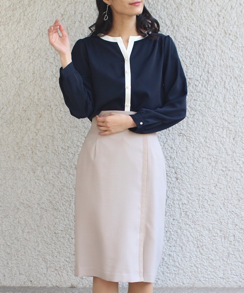 TRUDEA(トルディア)の「レーステープタイトスカート(スカート・レディース・ベージュ/ネイビー/カーキ・SMALL/LARGE/MEDIUM)」の10枚目の写真