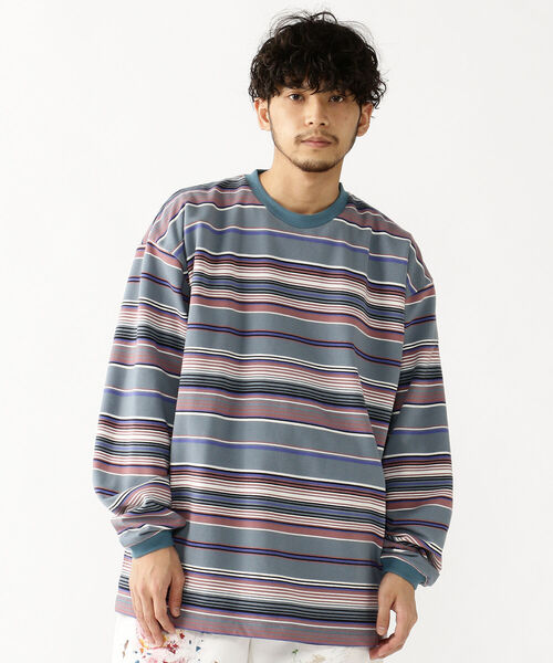 BEAMS（ビームス）の「BEAMS / イージー グラデーション ボーダー カットソー（Tシャツ/カットソー・メンズ・ブラック/ベージュ/グレー・SMALL/MEDIUM/LARGE/X-LARGE）」の18枚目の写真
