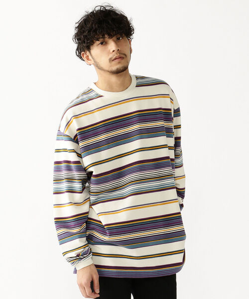 BEAMS（ビームス）の「BEAMS / イージー グラデーション ボーダー カットソー（Tシャツ/カットソー・メンズ・ブラック/ベージュ/グレー・SMALL/MEDIUM/LARGE/X-LARGE）」の3枚目の写真