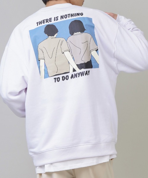 SPINNS（スピンズ）の「【ゆったりオーバーサイズ】GIRLイラストバックプリントプルオーバースウェット（スウェット・メンズ・ホワイト/ブラック/ベージュ/ピンク/ブルー/グリーン/ホワイト系その他/ブラック系その他/ベージュ系その他/グリーン系その他/ブルー系その他/ピンク系その他・ONESIZE）」の2枚目の写真