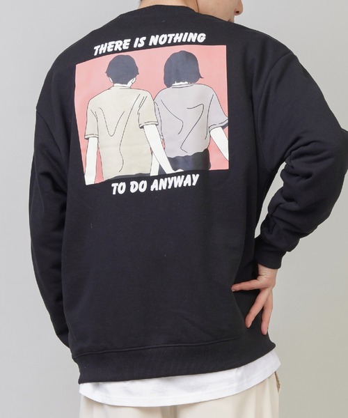 SPINNS（スピンズ）の「【ゆったりオーバーサイズ】GIRLイラストバックプリントプルオーバースウェット（スウェット・メンズ・ホワイト/ブラック/ベージュ/ピンク/ブルー/グリーン/ホワイト系その他/ブラック系その他/ベージュ系その他/グリーン系その他/ブルー系その他/ピンク系その他・ONESIZE）」の4枚目の写真