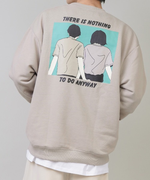 SPINNS（スピンズ）の「【ゆったりオーバーサイズ】GIRLイラストバックプリントプルオーバースウェット（スウェット・メンズ・ホワイト/ブラック/ベージュ/ピンク/ブルー/グリーン/ホワイト系その他/ブラック系その他/ベージュ系その他/グリーン系その他/ブルー系その他/ピンク系その他・ONESIZE）」の6枚目の写真