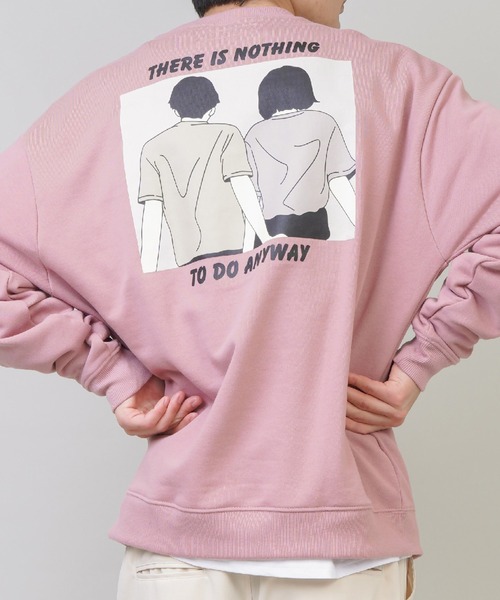 SPINNS（スピンズ）の「【ゆったりオーバーサイズ】GIRLイラストバックプリントプルオーバースウェット（スウェット・メンズ・ホワイト/ブラック/ベージュ/ピンク/ブルー/グリーン/ホワイト系その他/ブラック系その他/ベージュ系その他/グリーン系その他/ブルー系その他/ピンク系その他・ONESIZE）」の12枚目の写真