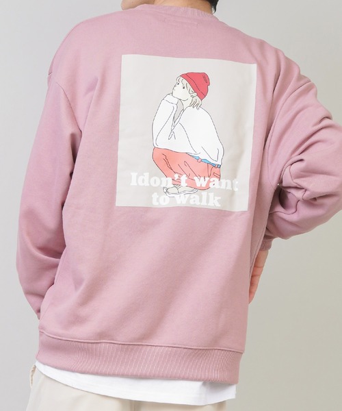 SPINNS（スピンズ）の「【ゆったりオーバーサイズ】GIRLイラストバックプリントプルオーバースウェット（スウェット・メンズ・ホワイト/ブラック/ベージュ/ピンク/ブルー/グリーン/ホワイト系その他/ブラック系その他/ベージュ系その他/グリーン系その他/ブルー系その他/ピンク系その他・ONESIZE）」の11枚目の写真