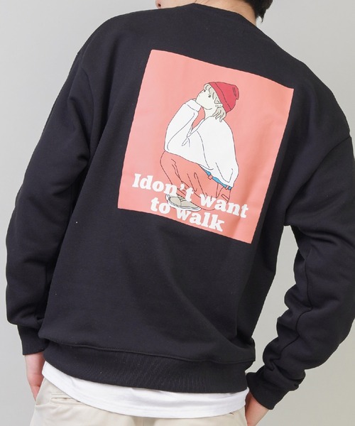 SPINNS（スピンズ）の「【ゆったりオーバーサイズ】GIRLイラストバックプリントプルオーバースウェット（スウェット・メンズ・ホワイト/ブラック/ベージュ/ピンク/ブルー/グリーン/ホワイト系その他/ブラック系その他/ベージュ系その他/グリーン系その他/ブルー系その他/ピンク系その他・ONESIZE）」の3枚目の写真