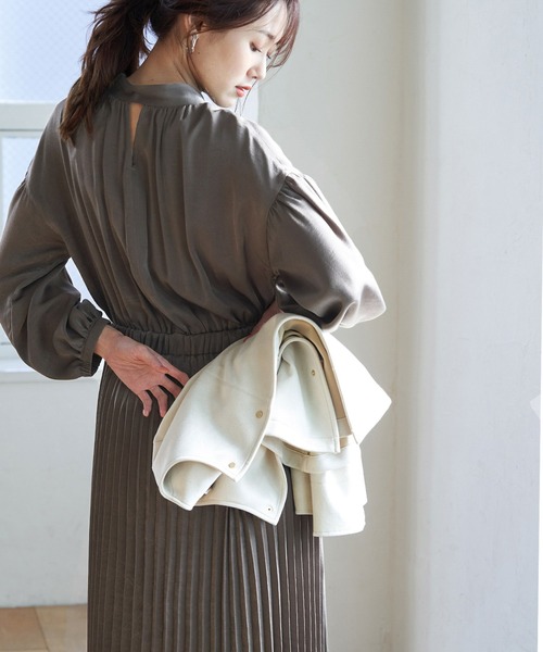 ROPE' PICNIC(ロペピクニック)の「【Marisol ONLINE / 美女組Akaneさんコラボ】ハイネック釦ワンピース(ワンピース)」|ブラウン系その他2