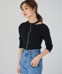 Heather | カッティングメロウニット（7分袖）　939522(ニット/セーター)