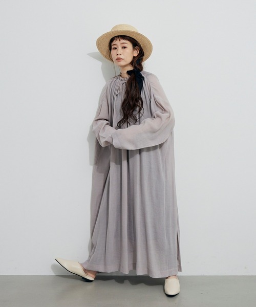 Libra Cue（リブラ キュー）の「シフォン楊柳シアーワンピース（ワンピース・レディース・ホワイト/ブラック/ピンクベージュ・FREE）」の22枚目の写真