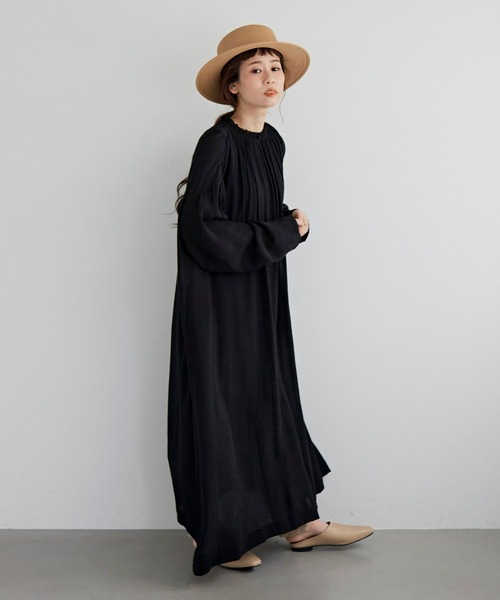 Libra Cue（リブラ キュー）の「シフォン楊柳シアーワンピース（ワンピース・レディース・ホワイト/ブラック/ピンクベージュ・FREE）」の5枚目の写真