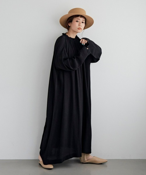 Libra Cue（リブラ キュー）の「シフォン楊柳シアーワンピース（ワンピース・レディース・ホワイト/ブラック/ピンクベージュ・FREE）」の12枚目の写真