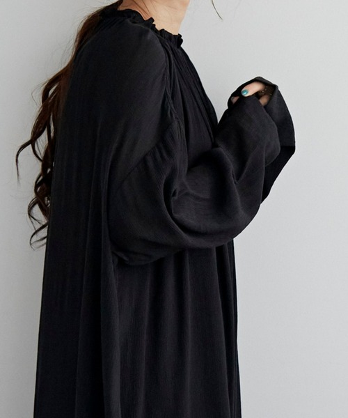 Libra Cue（リブラ キュー）の「シフォン楊柳シアーワンピース（ワンピース・レディース・ホワイト/ブラック/ピンクベージュ・FREE）」の9枚目の写真