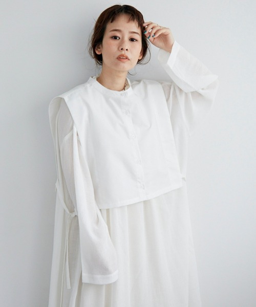 Libra Cue（リブラ キュー）の「シフォン楊柳シアーワンピース（ワンピース・レディース・ホワイト/ブラック/ピンクベージュ・FREE）」の14枚目の写真