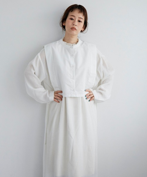 Libra Cue（リブラ キュー）の「シフォン楊柳シアーワンピース（ワンピース・レディース・ホワイト/ブラック/ピンクベージュ・FREE）」の8枚目の写真