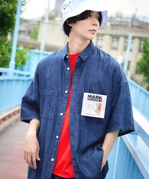 Mark Gonzales/マークゴンザレス MONO-MART別注 オーバーサイズ ピスネームCPO半袖シャツ レギュラカラーシャツ