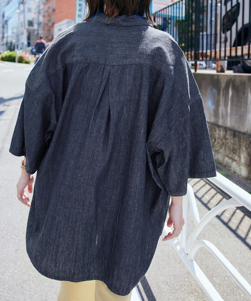 Mark Gonzales（マーク・ゴンザレス）の「Mark Gonzales/マークゴンザレス MONO-MART別注 オーバーサイズ ピスネームCPO半袖シャツ レギュラカラーシャツ（シャツ/ブラウス・メンズ・チャコールグレー/ベージュ/ネイビー/グレー/カーキ/インディゴブルー/ブルー/グリーン/アイボリー/モカ/グレー系その他・S/M/L）」の16枚目の写真