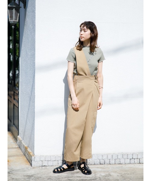 koe（コエ）の「アウトメローリブ半袖プルオーバー＊（Tシャツ/カットソー・レディース・サックスブルー/ベージュ/ブラック/カーキ/ピンク/ホワイト・FREE）」の9枚目の写真