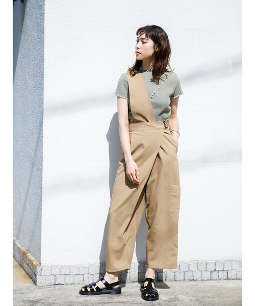 koe（コエ）の「アウトメローリブ半袖プルオーバー＊（Tシャツ/カットソー・レディース・サックスブルー/ベージュ/ブラック/カーキ/ピンク/ホワイト・FREE）」の10枚目の写真