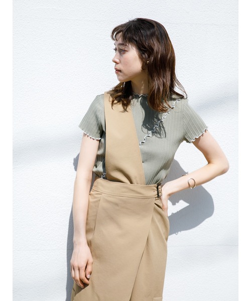 koe（コエ）の「アウトメローリブ半袖プルオーバー＊（Tシャツ/カットソー・レディース・サックスブルー/ベージュ/ブラック/カーキ/ピンク/ホワイト・FREE）」の12枚目の写真