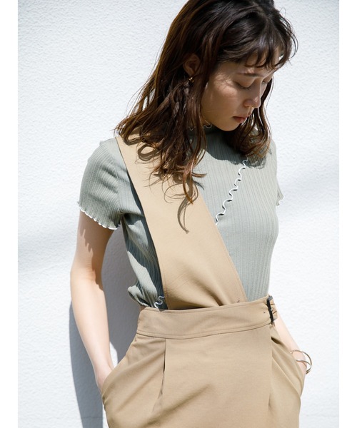 koe（コエ）の「アウトメローリブ半袖プルオーバー＊（Tシャツ/カットソー・レディース・サックスブルー/ベージュ/ブラック/カーキ/ピンク/ホワイト・FREE）」の13枚目の写真