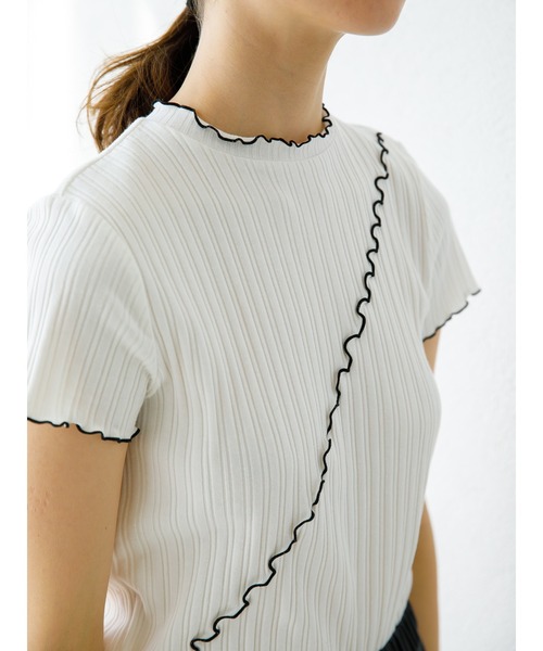 koe（コエ）の「アウトメローリブ半袖プルオーバー＊（Tシャツ/カットソー・レディース・サックスブルー/ベージュ/ブラック/カーキ/ピンク/ホワイト・FREE）」の14枚目の写真