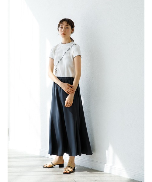 koe（コエ）の「アウトメローリブ半袖プルオーバー＊（Tシャツ/カットソー・レディース・サックスブルー/ベージュ/ブラック/カーキ/ピンク/ホワイト・FREE）」の16枚目の写真