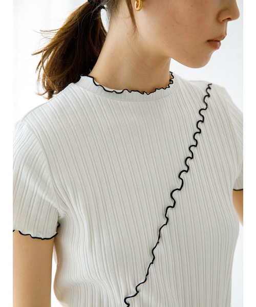 koe（コエ）の「アウトメローリブ半袖プルオーバー＊（Tシャツ/カットソー・レディース・サックスブルー/ベージュ/ブラック/カーキ/ピンク/ホワイト・FREE）」の17枚目の写真