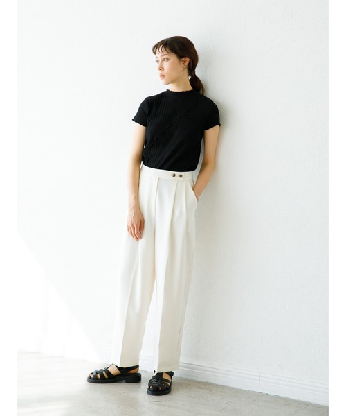 koe（コエ）の「アウトメローリブ半袖プルオーバー＊（Tシャツ/カットソー・レディース・サックスブルー/ベージュ/ブラック/カーキ/ピンク/ホワイト・FREE）」の18枚目の写真