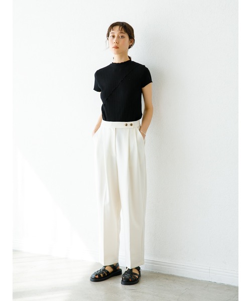 koe（コエ）の「アウトメローリブ半袖プルオーバー＊（Tシャツ/カットソー・レディース・サックスブルー/ベージュ/ブラック/カーキ/ピンク/ホワイト・FREE）」の20枚目の写真