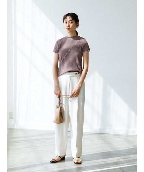 koe（コエ）の「アウトメローリブ半袖プルオーバー＊（Tシャツ/カットソー・レディース・サックスブルー/ベージュ/ブラック/カーキ/ピンク/ホワイト・FREE）」の21枚目の写真