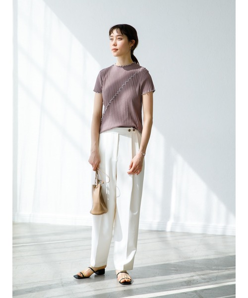 koe（コエ）の「アウトメローリブ半袖プルオーバー＊（Tシャツ/カットソー・レディース・サックスブルー/ベージュ/ブラック/カーキ/ピンク/ホワイト・FREE）」の22枚目の写真