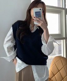 Vネックニットベスト