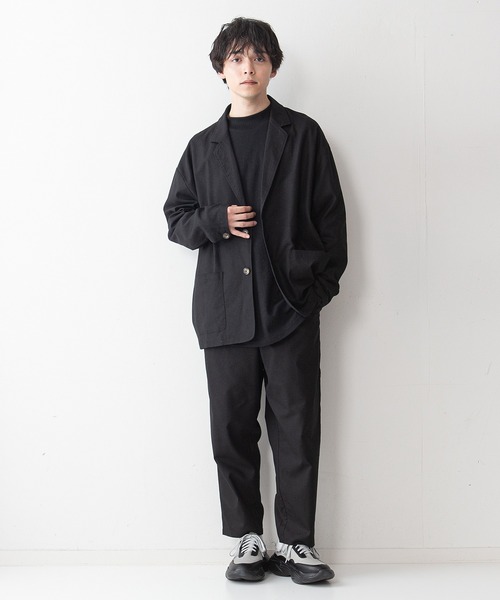 UNIIT（ユニット）の「【UNIIT】コットンリネン　ルーズフィット（オーバーサイズ/ビッグシルエット）　テーラードジャケット　セットアップ対応品番（テーラードジャケット・メンズ・ライトグレー/ブラック/ライトベージュ・MEDIUM/LARGE）」の6枚目の写真