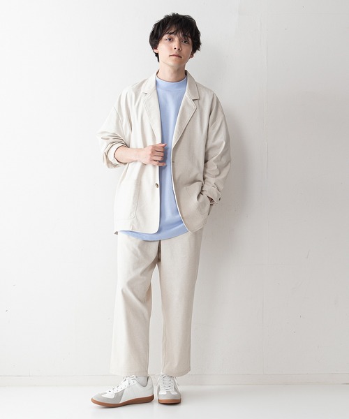 UNIIT（ユニット）の「【UNIIT】コットンリネン　ルーズフィット（オーバーサイズ/ビッグシルエット）　テーラードジャケット　セットアップ対応品番（テーラードジャケット・メンズ・ライトグレー/ブラック/ライトベージュ・MEDIUM/LARGE）」の13枚目の写真