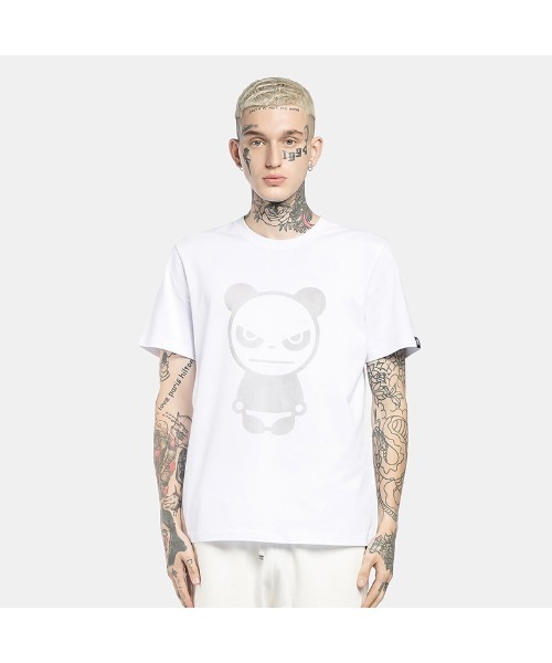HIPANDA(ハイパンダ)の「HIPANDA HIPANDA メンズ BASIC ラバーシャドープリント 半袖Tシャツ(Tシャツ/カットソー・メンズ・ブラック/ホワイト・SMALL/XX-LARGE/X-LARGE/MEDIUM/LARGE)」の3枚目の写真